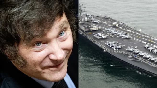 Milei viajó a Mar del Plata para abordar el portaaviones estadounidense USS Nimitz y participar de ejercicios navales